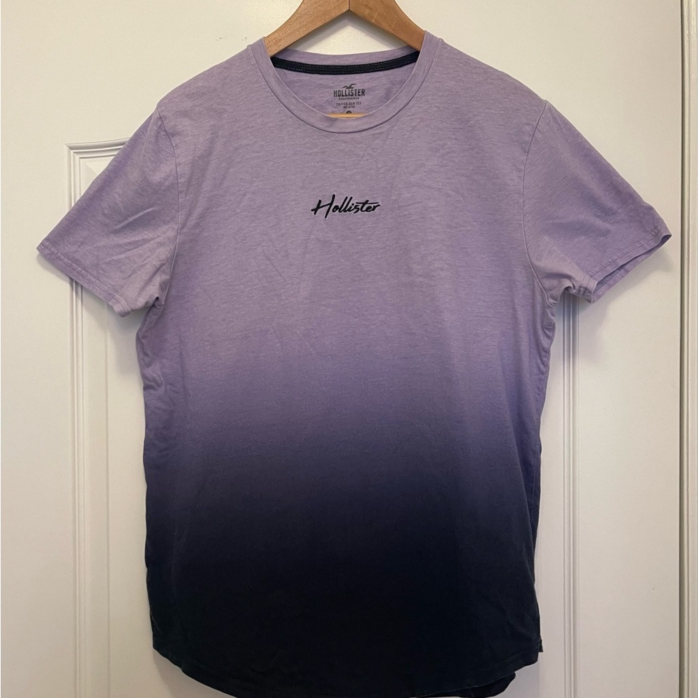 Hollister Curved Hem Purple and Black Ombre Short Sleeve Tee